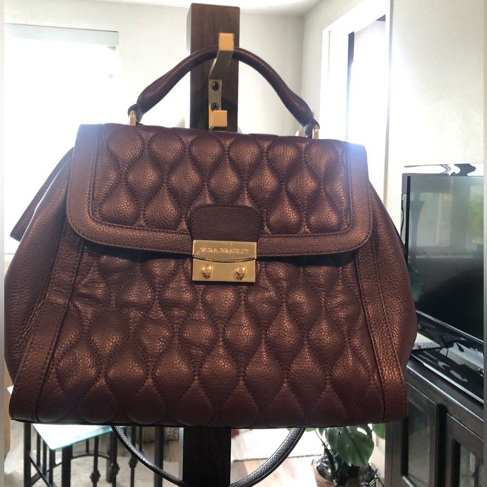 Vera Bradley Pebbled Purple Satchel Handbag